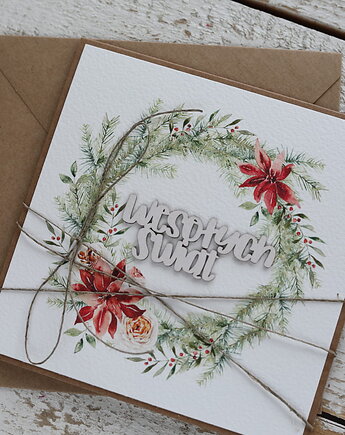 Kartka świąteczna ręcznie robiona na Boże Narodzenie Merry Christmas, sorte