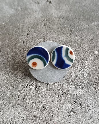 Kolczyki ceramiczne Bolesławiec, biżuteria z talerzy