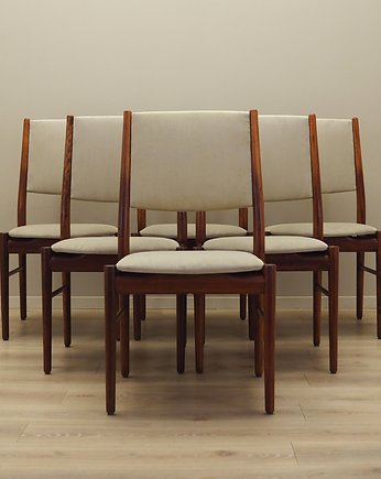 Komplet sześciu krzeseł mahoniowych, lata 70, producent: Skovby M, Przetwory design