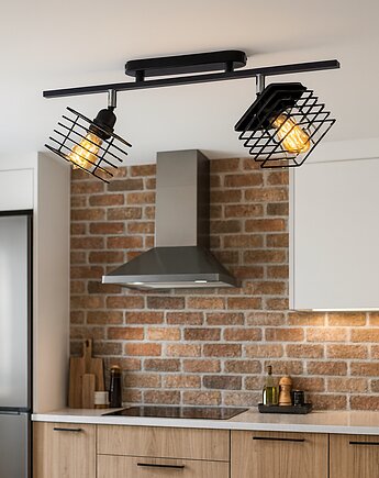 Lampa sufitowa 2-płomienna czarna PARMA LOFT, lampy loftowe LYSNE LOFT