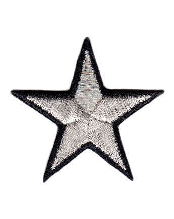 Naszywka naprasowanka GWIAZDKA termo haft dla dzieci 6x5,6cm czarno-srebrna, Wyszywane