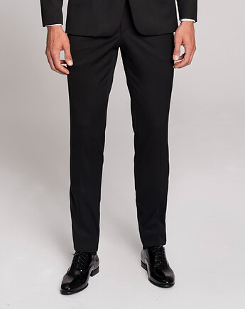 Spodnie do garnituru pellezzano czarny slim fit, BORGIO