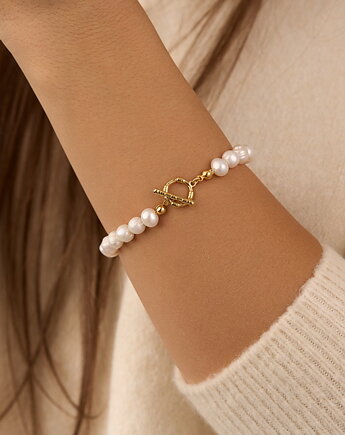 Bransoletka z naturalnych pereł oraz srebra 925 pozłacanego, Coccola JEWELLERY