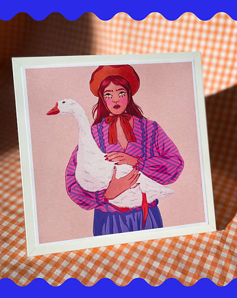 Girl & Goose // wydruk ilustracji, Mona Loves Art