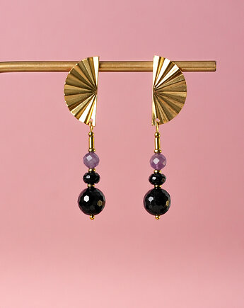 Eleganckie kolczyki z ametystem i onyksem, AT NOON