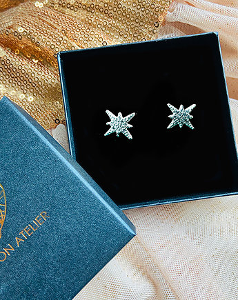 Kolczyki gwiazdki, srebrne gwiazdy, cyrkonie, Anemon Atelier