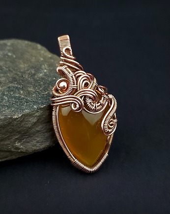 Agat brazylijski wisiorek  wire wrapping, Blue Pearl Art