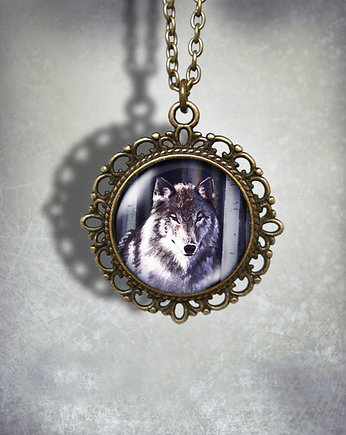 Medalion - Szary wilk - romantyczny, brąz, yenoo
