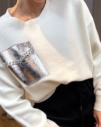 Sweter z ozdobną kieszenią, SOLO moda