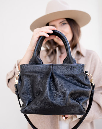 Czarna torebka skórzana - Fluffy Bag, OKAZJE - Prezent na 60 urodziny
