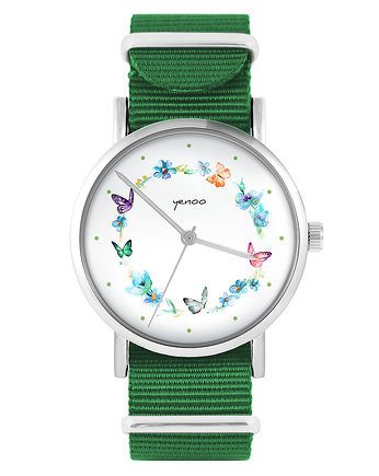 Zegarek - Kolorowy wianek - zielony, nylonowy, OSOBY - Prezent dla niego