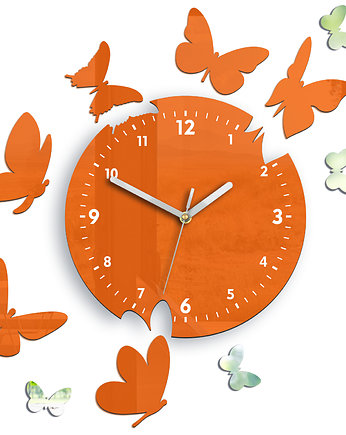 Zegar ścienny MOTYLE POMARAŃCZ 14 czytelny, ModernClock