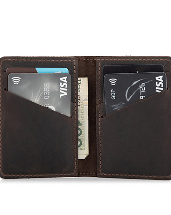 Mini portfel męski na karty kredytowe brąz, Belveder