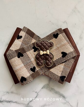 Jesienna Brosza  z  czekoladowym MISIEM Nowość, Pudrowy Różowy