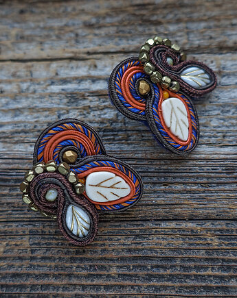 Kolczyki soutache Jesienny liść, Mró Soutache