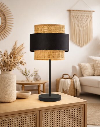 Lampa stołowa LED w stylu boho z rattanowym kloszem NICEA BOHO II, LYSNE