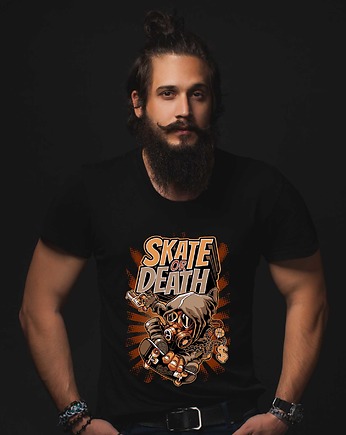 Koszulka organiczna z nadrukiem Skate or death, ART ORGANIC