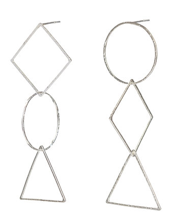 Pink Star Line : srebrne geometryczne kolczyki, OM jewellery