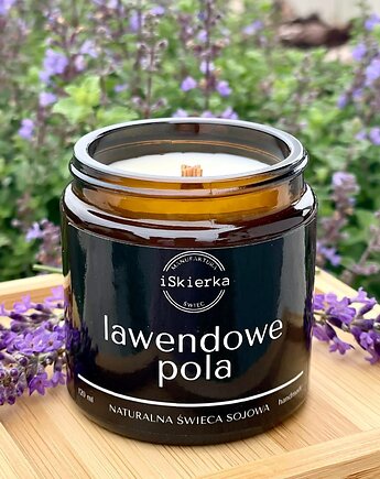 LAWENDOWE POLA  świeca sojowa 120 ml, iSkierka Manufaktura Świec