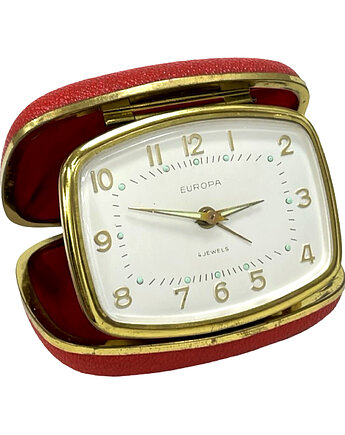 Vintage budzik podróżny EUROPA lata 60.mechaniczny 4 Jewels retro design, Good Old Things