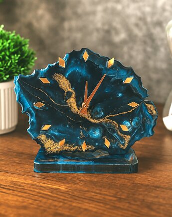 Zegar z żywicy epoksydowej, elegancka dekoracja na biurko lub do salonu, FantasticJewelry