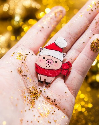 Prosiaczek w czapce mikołaja, Pintura