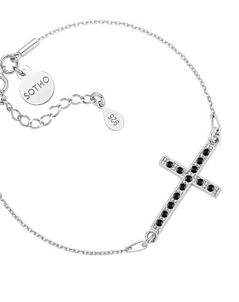 Srebrna bransoletka z krzyżem wysadzanym SWAROVSKI CRYSTAL, SOTHO