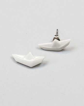 Kolczyki z Porcelany Origami Łódka, StehlikDesign
