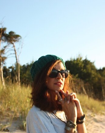 Czapka beanie leśna zieleń, Mademoiselle Patrini
