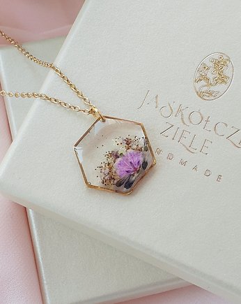 Naszyjnik z gipsówką, Jaskółcze ziele handmade 