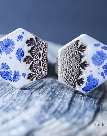 Kolczyki z mandalą, studnia ceramiczna
