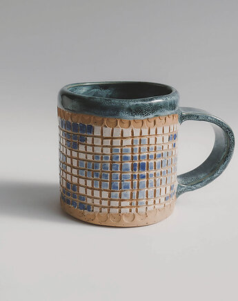 Niebieski Kubek Indiański Etno 330ml, Jira Ceramics