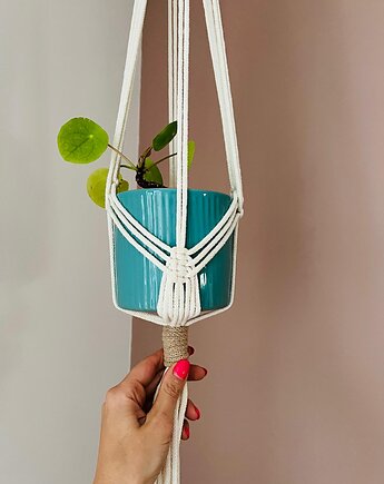 Kwietnik wiszący ecru ze sznurka makrama, Hygge Macrame