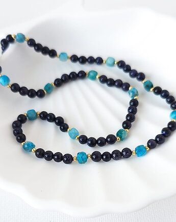 Naszyjnik z kamieni naturalnych: apatyt, noc kairu, MYNESS