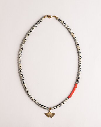 Naszyjnik z miłorzębem z kamieni Jaspis dalmatyński Orange, Konevka store