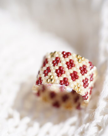 Pierścionek Beadingowy Fragile Red, Karolina Herra