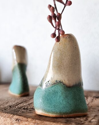 Mini wazon kremowo-turkusowy, drobne sztuki