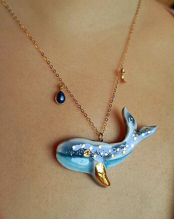 Naszyjnik pozłacany Niebieski Wieloryb Kolekcja Parian, ZIĘBA