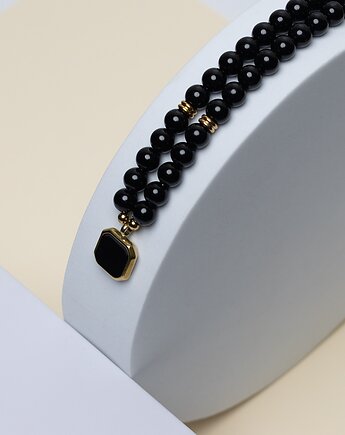 Naszyjnik Męski z Kamieni Naturalnych Onyks i stali szlachetnej 316L, Black Mamba Jewelry