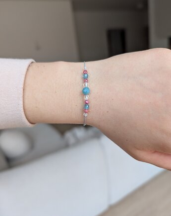 Dziewczęca bransoletka w różu i błękicie, Moui