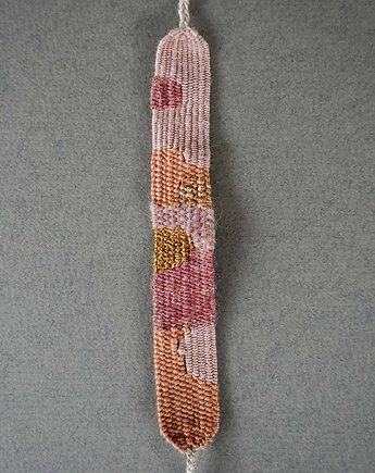 Bransoletka handmade, ręcznie robiona na krośnie w odcieniach różu, Słońcem Tkane