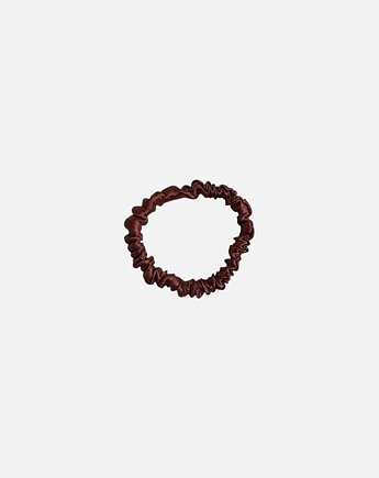 Jedwabna scrunchie gumka frotka wąska micro brązowa czekoladowa, Zdunetti