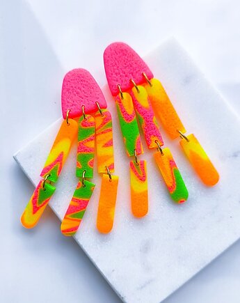 Długie kolczyki  neonowe meduzy ENDORFINY, sploteka