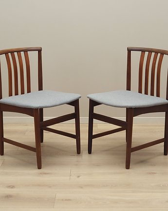 Komplet dwóch krzeseł tekowych, duński design, lata 70, produkcja: Dania, Przetwory design
