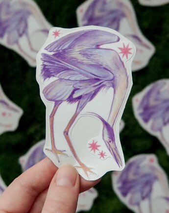 Czapla siwa / naklejka winylowa, zazula