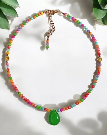 Choker : summer collection :: kolorowa muszla, jadeit, kaktusia