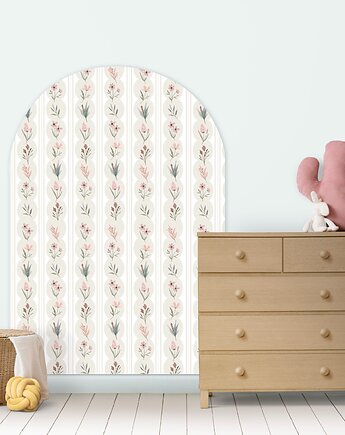 Naklejka na ścianę - łuk w paski i kwiaty, ALE Pomysl