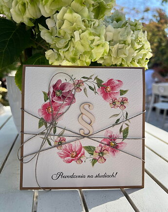 Ręcznie robiona kartka gratulacje wyboru studiów - powodzenia na studiach, sorte