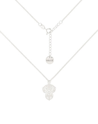 Srebrny choker pancerka z psem Jamnik, MANJE