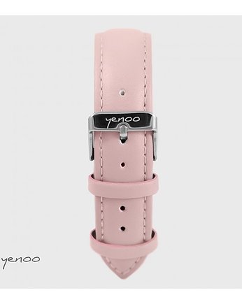 Pasek do zegarka - skórzany, pudrowy róż, yenoo
